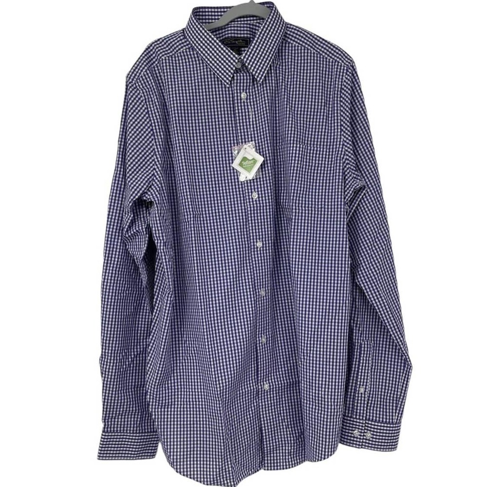 KS SIGNATURE PURPLE AND WHITE CHECKERED BUTTON DOWN SIZE 17 39/0 TALL